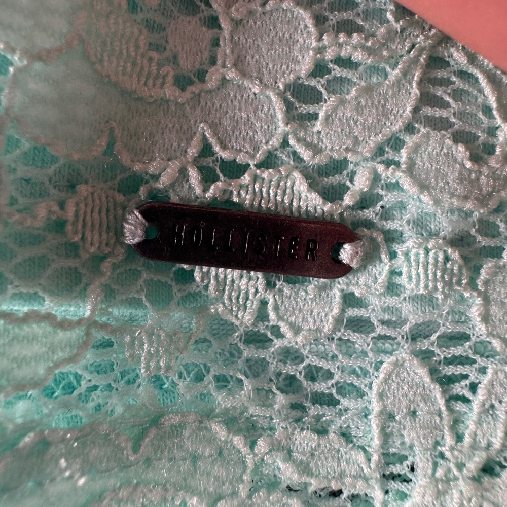 Hollister Mint Green Floral Lace Mini Skirt Small Elastic Waist Lined Coquette - Picture 5 of 6